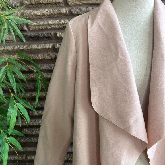 Guess Light Pink Faux Suede Open Drape Asymmetrical Duster Jacket Coat Size M - Picture 9 of 11